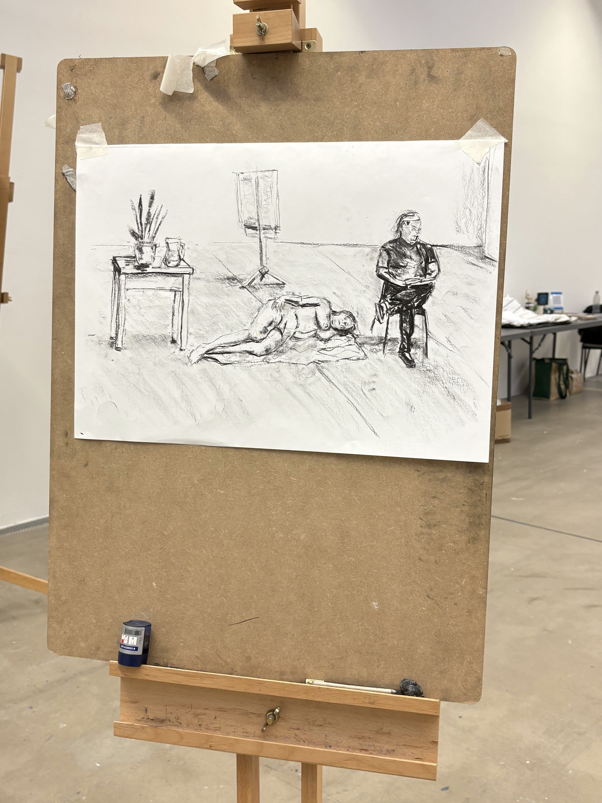 A life drawing on an easel in the studio